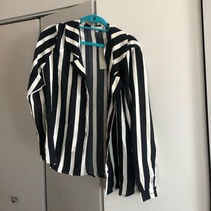 Never Fully Dressed Striped Button Up with Collar